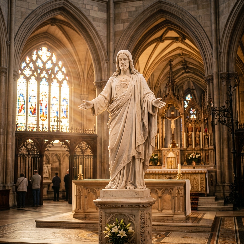 Sacred Heart of Jesus Marble Statue